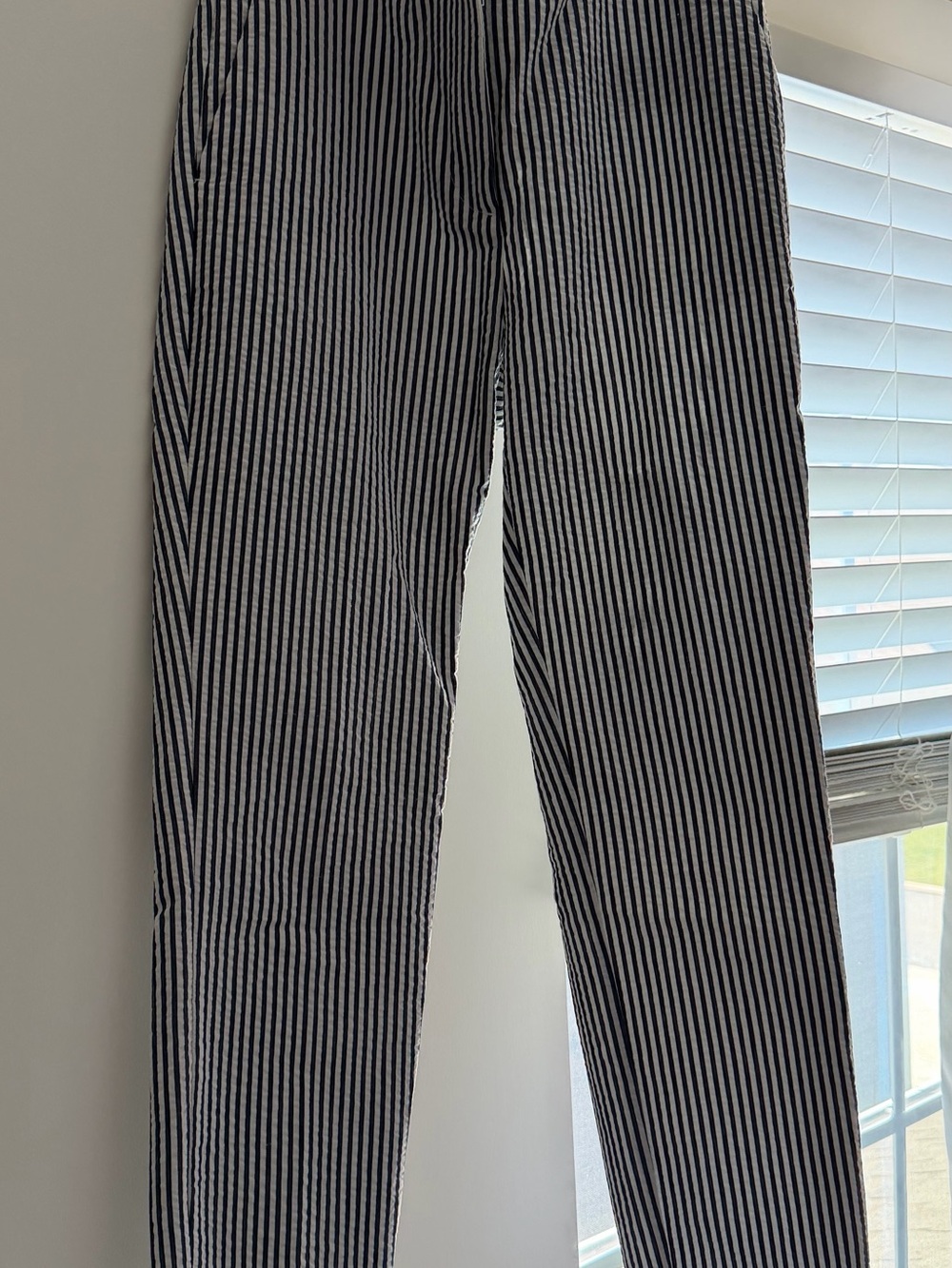 Zara Striped Navy White High-Rise Pants